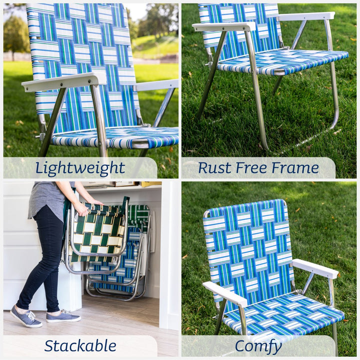 Blue and White Stripe Classic Lawn Chair - The California Beach Co.