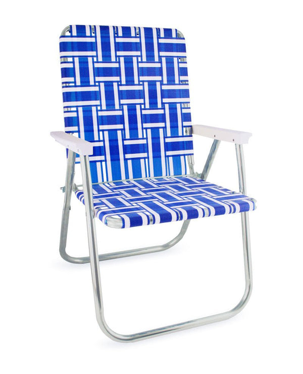 Blue and White Stripe Classic Lawn Chair - The California Beach Co.