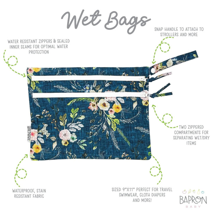 Boho Floral - Waterproof Wet Bag (For mealtime, on-the-go, and more!) - The California Beach Co.