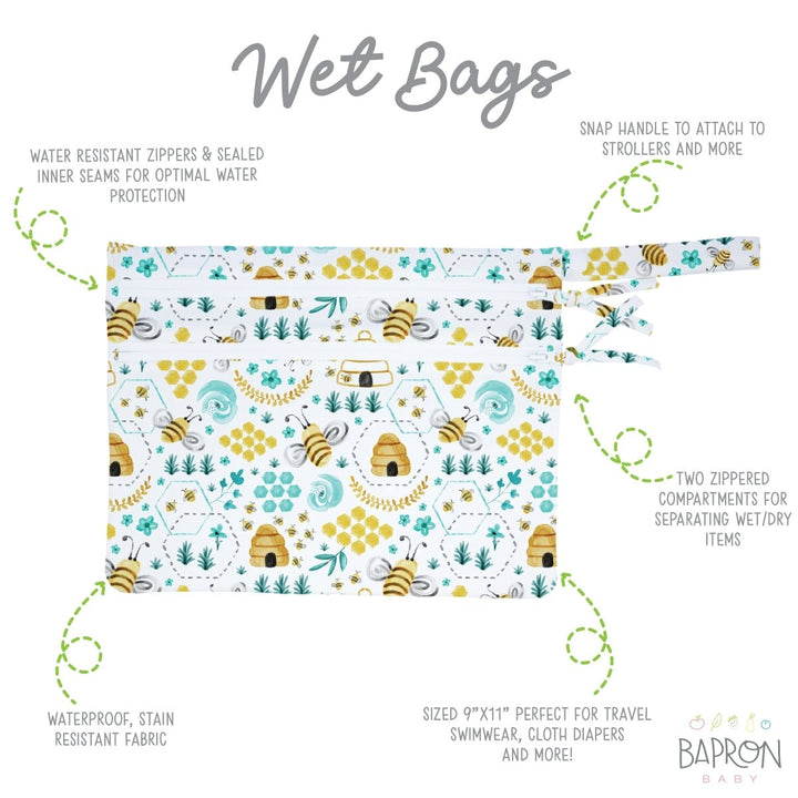 Busy Bees - Waterproof Wet Bag (For mealtime, on-the-go, and more!) - The California Beach Co.