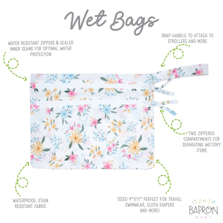 Pastel Floral - Waterproof Wet Bag (For mealtime, on-the-go, and more!) - The California Beach Co.
